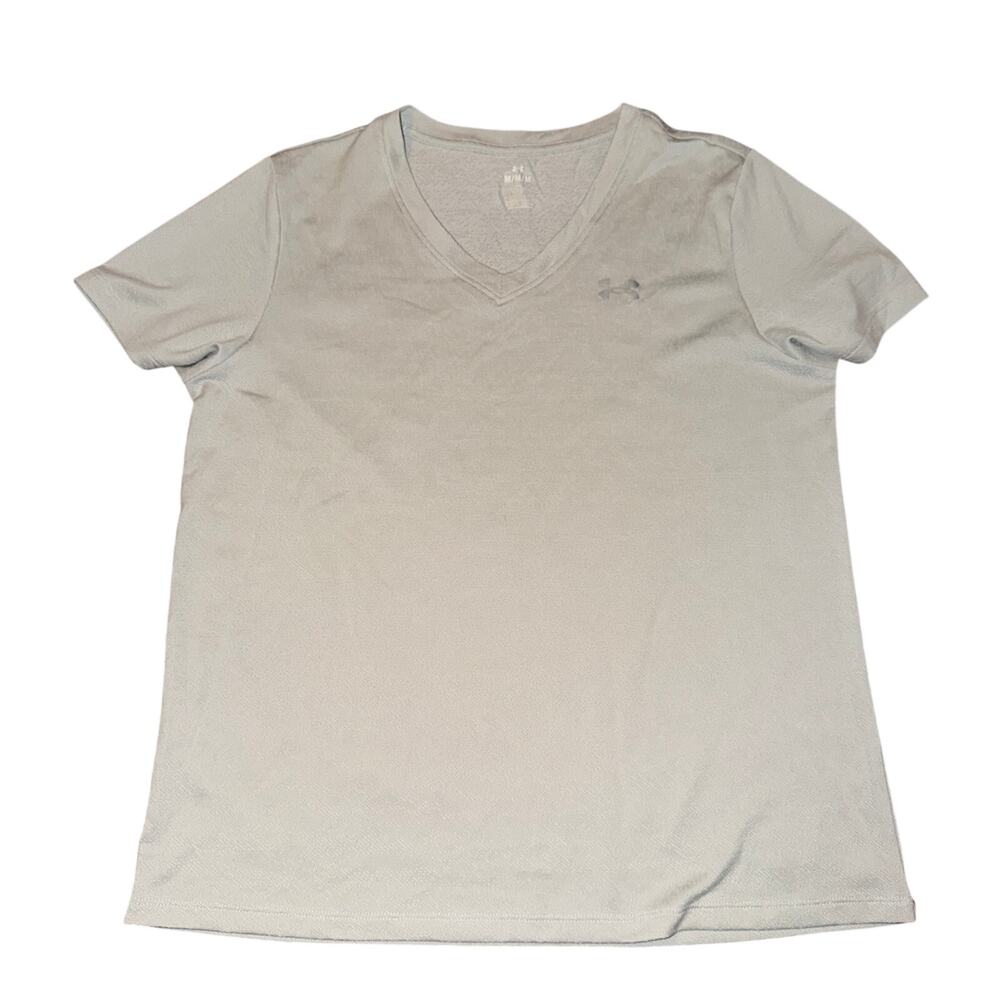 Under Armour Short Sleeve Shirt Women's Size M Gray Loose Fit Textured Mesh